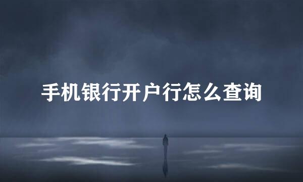 手机银行开户行怎么查询