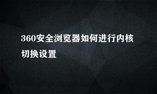 360安全浏览器如何进行内核切换设置