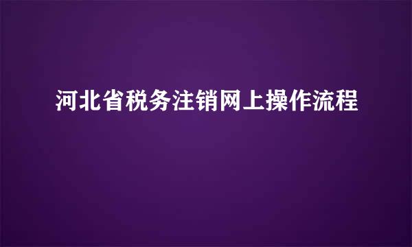 河北省税务注销网上操作流程