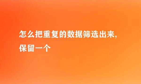 怎么把重复的数据筛选出来,保留一个
