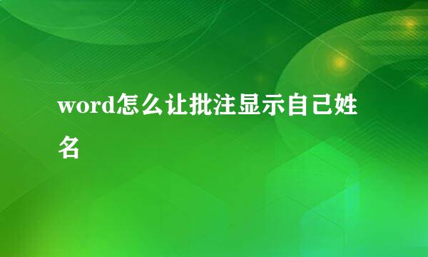 word怎么让批注显示自己姓名
