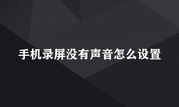 手机录屏没有声音怎么设置