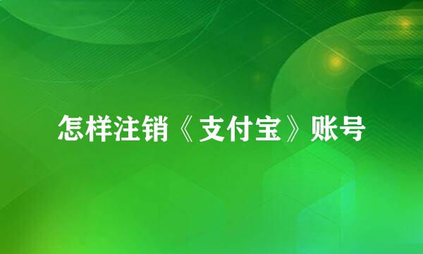 怎样注销《支付宝》账号