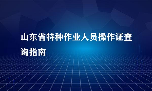 山东省特种作业人员操作证查询指南