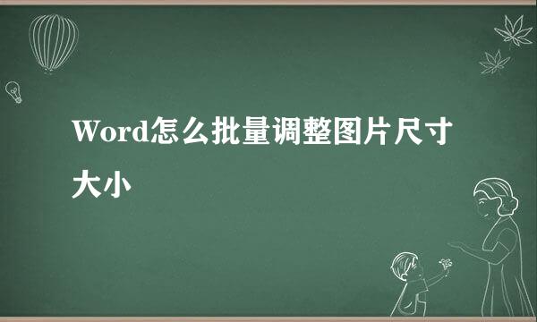Word怎么批量调整图片尺寸大小