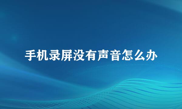 手机录屏没有声音怎么办