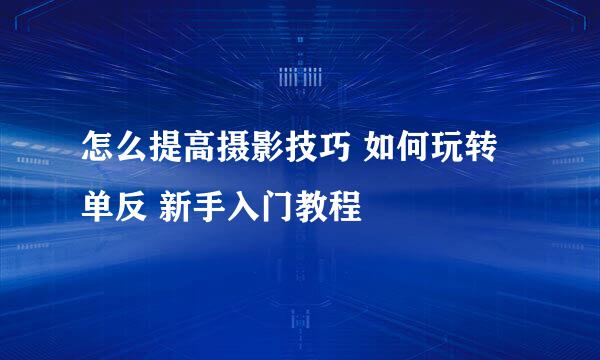 怎么提高摄影技巧 如何玩转单反 新手入门教程