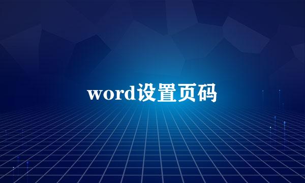 word设置页码