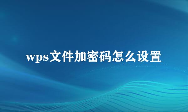 wps文件加密码怎么设置