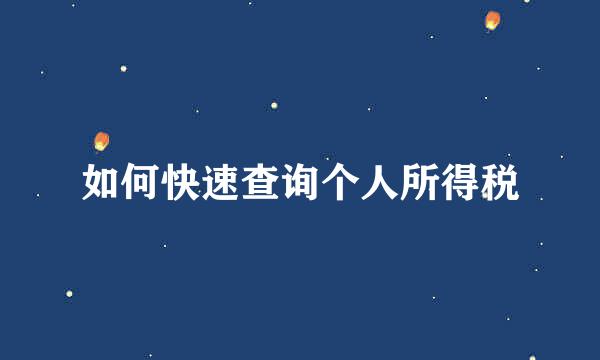 如何快速查询个人所得税