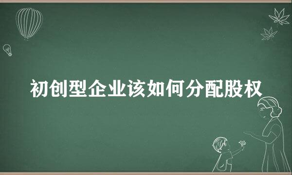 初创型企业该如何分配股权
