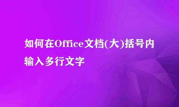 如何在Office文档(大)括号内输入多行文字