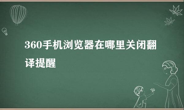 360手机浏览器在哪里关闭翻译提醒