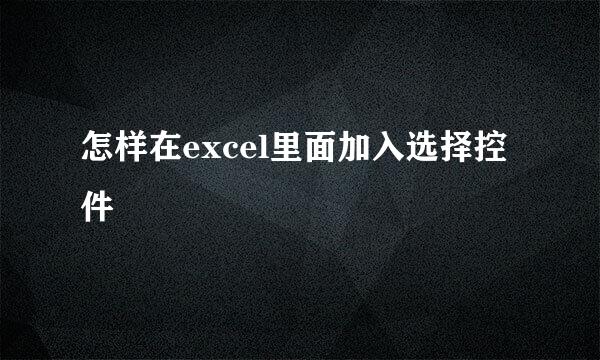 怎样在excel里面加入选择控件
