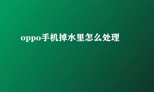 oppo手机掉水里怎么处理