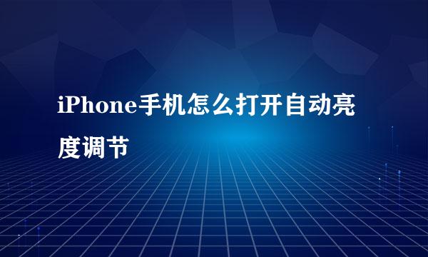 iPhone手机怎么打开自动亮度调节