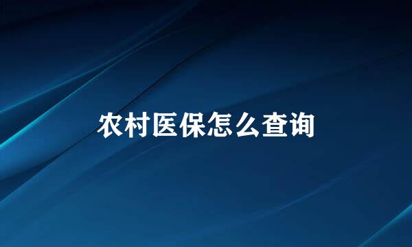 农村医保怎么查询