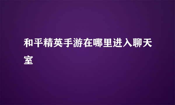 和平精英手游在哪里进入聊天室