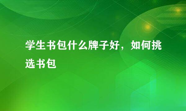 学生书包什么牌子好,如何挑选书包
