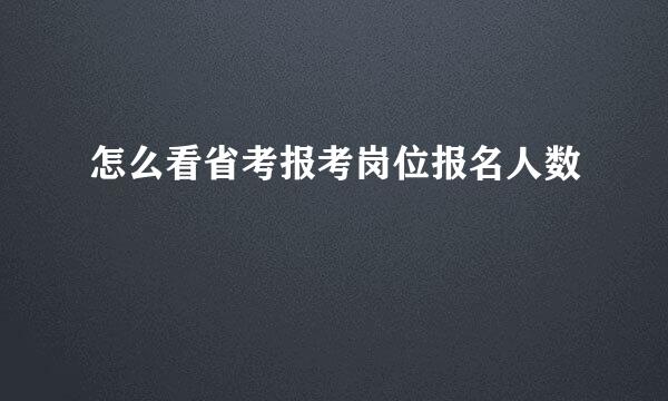 怎么看省考报考岗位报名人数