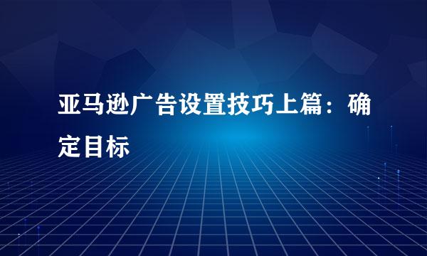 亚马逊广告设置技巧上篇:确定目标