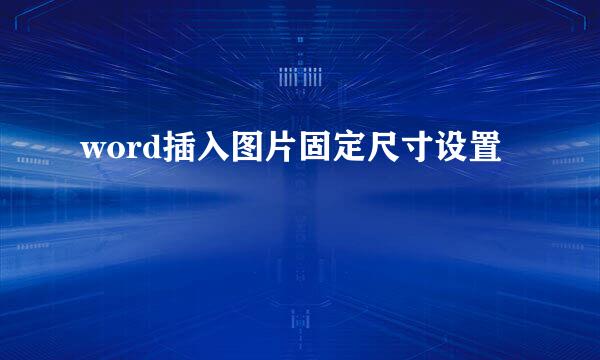 word插入图片固定尺寸设置