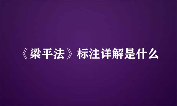 《梁平法》标注详解是什么