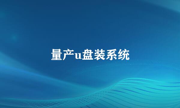 量产u盘装系统