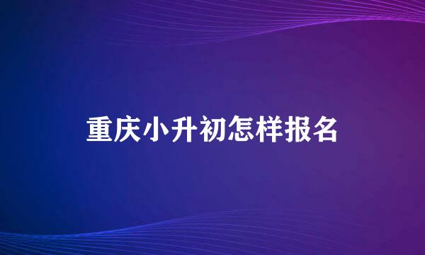 重庆小升初怎样报名