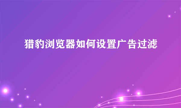 猎豹浏览器如何设置广告过滤