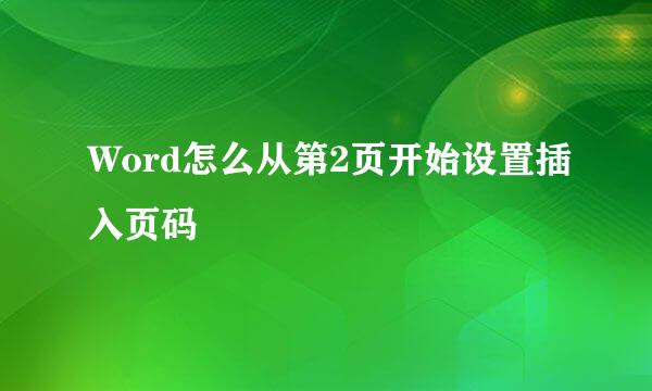 Word怎么从第2页开始设置插入页码