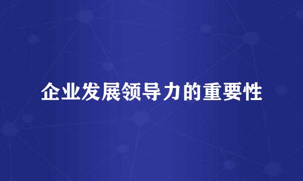 企业发展领导力的重要性