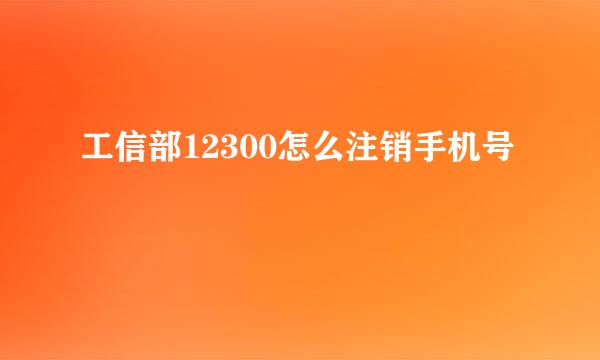 工信部12300怎么注销手机号