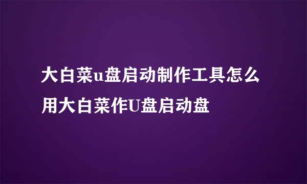 大白菜u盘启动制作工具怎么用大白菜作U盘启动盘