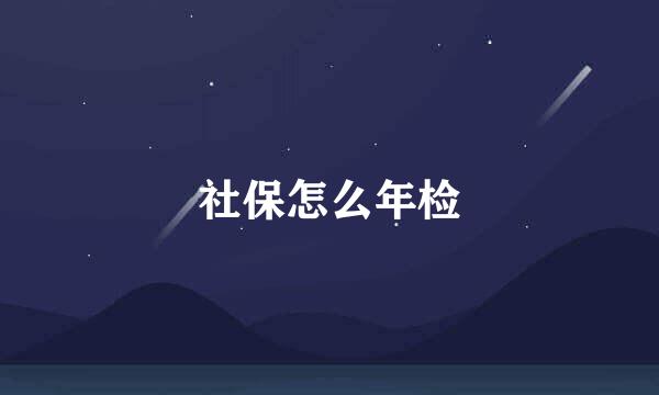 社保怎么年检