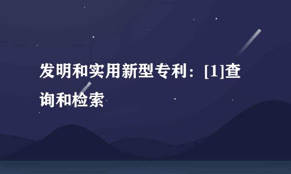 发明和实用新型专利：[1]查询和检索