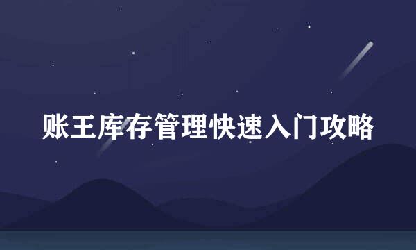 账王库存管理快速入门攻略