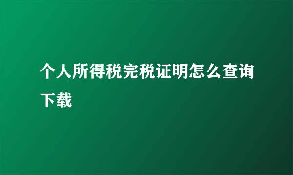 个人所得税完税证明怎么查询下载