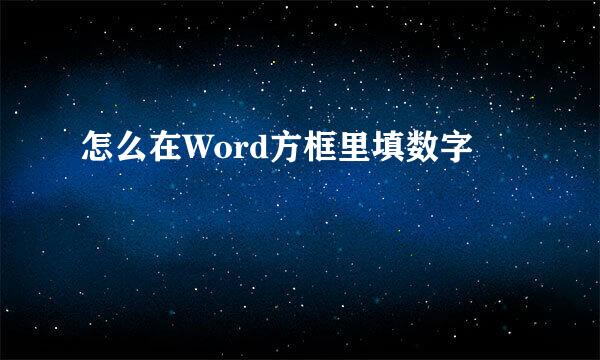 怎么在Word方框里填数字