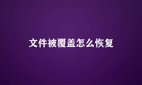 文件被覆盖怎么恢复