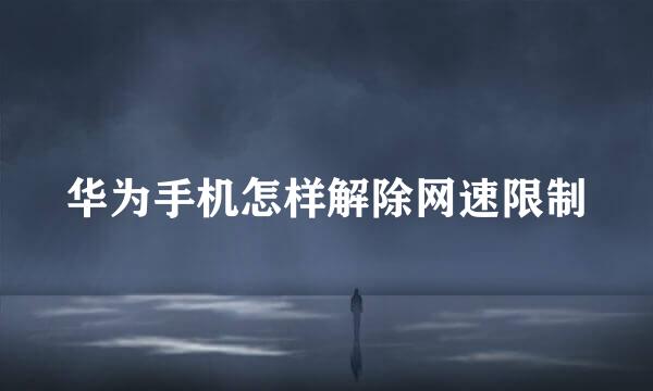 华为手机怎样解除网速限制