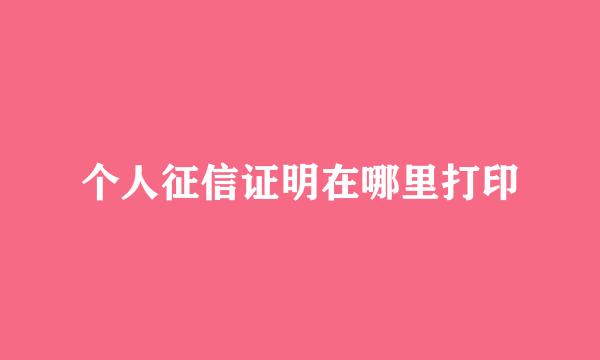 个人征信证明在哪里打印