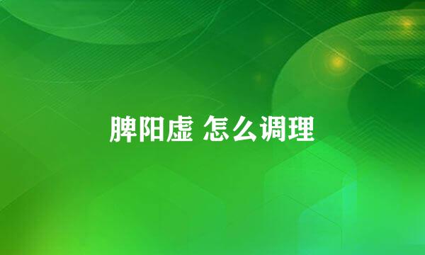 脾阳虚 怎么调理