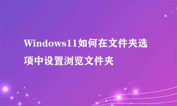 Windows11如何在文件夹选项中设置浏览文件夹