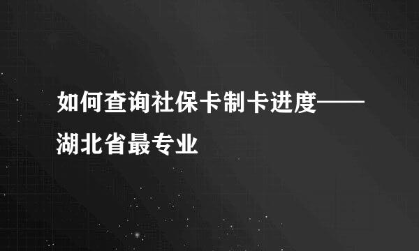 如何查询社保卡制卡进度——湖北省最专业