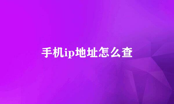 手机ip地址怎么查