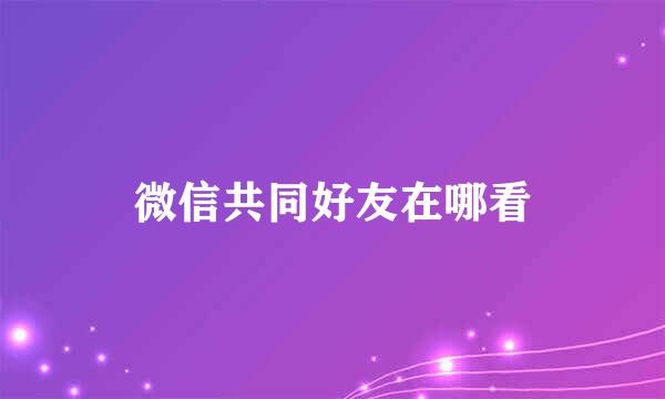 微信共同好友在哪看