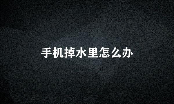 手机掉水里怎么办