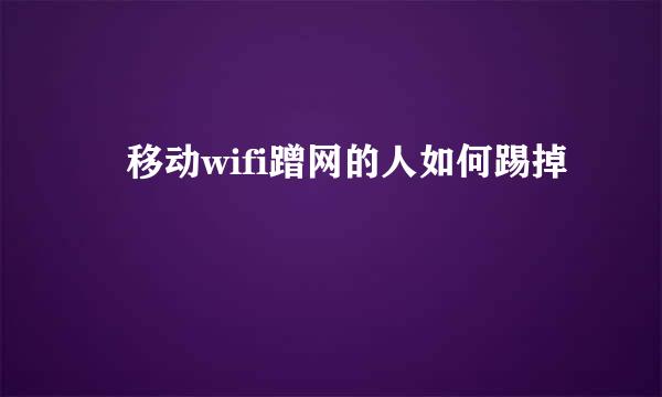 ​移动wifi蹭网的人如何踢掉