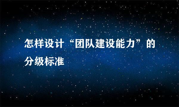 怎样设计“团队建设能力”的分级标准